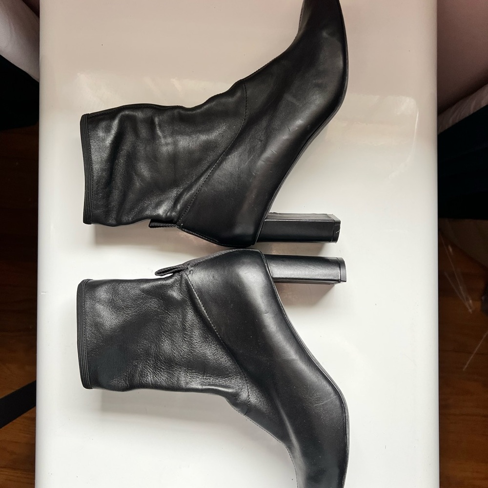 Joseph Leather Block Heel Ankle Sock Boots - Picture 6 of 11